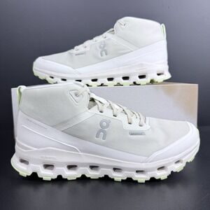 On Cloudroam Womens 10.5 Mid Boot Waterproof White Ice Limelight Green Shoes